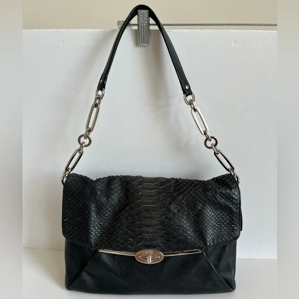 Coach Madison Python Glitter Leather Shoulder Bag